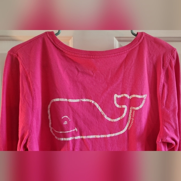 Vineyard Vines Hot Pink Medium Cotton Long Sleeve Whale Tshirt - Picture 4 of 8